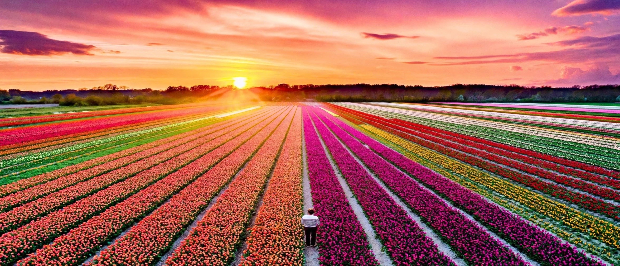 Keukenhof Gardens & Tulip Fields & Countryside